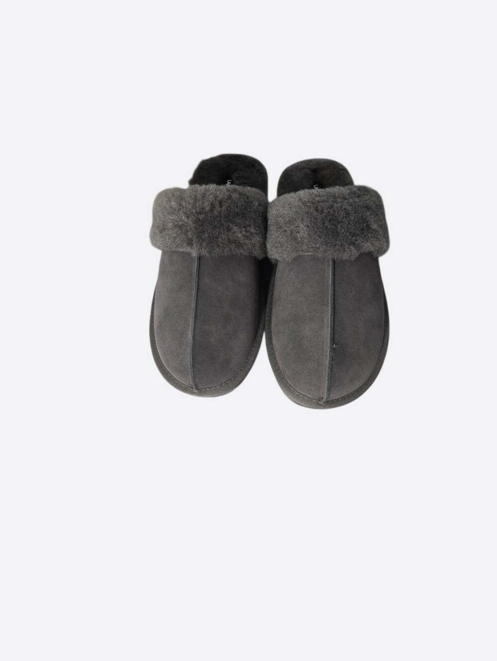Lands' End Plush-Lined Gray Slip-On Slippers Sze 9